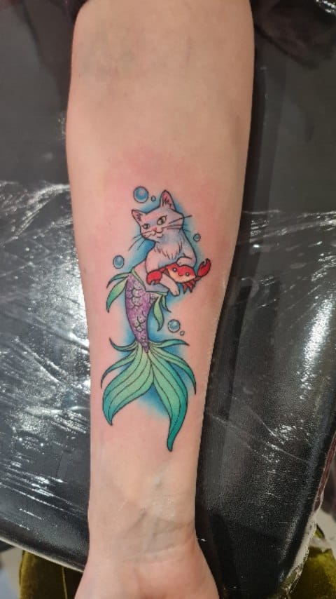 Argustattoo becky dee kittymermaid, tattoo by Becky Dee at Argus Tattoo in Antwerp