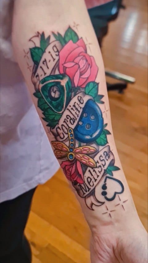 Argustattoo becky dee trinkets and typography, tattoo by Becky Dee at Argus Tattoo in Antwerp