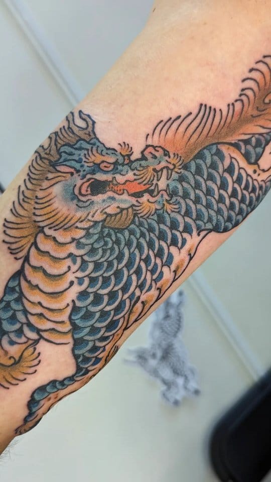 Argustattoo jarrat dragon tiger, tattoo by Jarrat Tattoo at Argus Tattoo in Antwerp