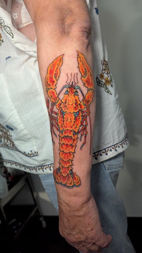 Argustattoo jarrat lobster, tattoo by Jarrat Tattoo at Argus Tattoo in Antwerp