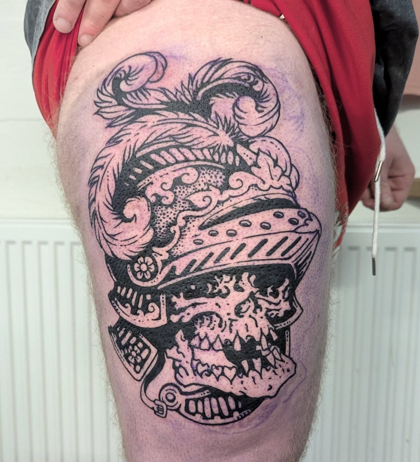 Argustattoo jarrat skull knight, tattoo by Jarrat Tattoo at Argus Tattoo in Antwerp